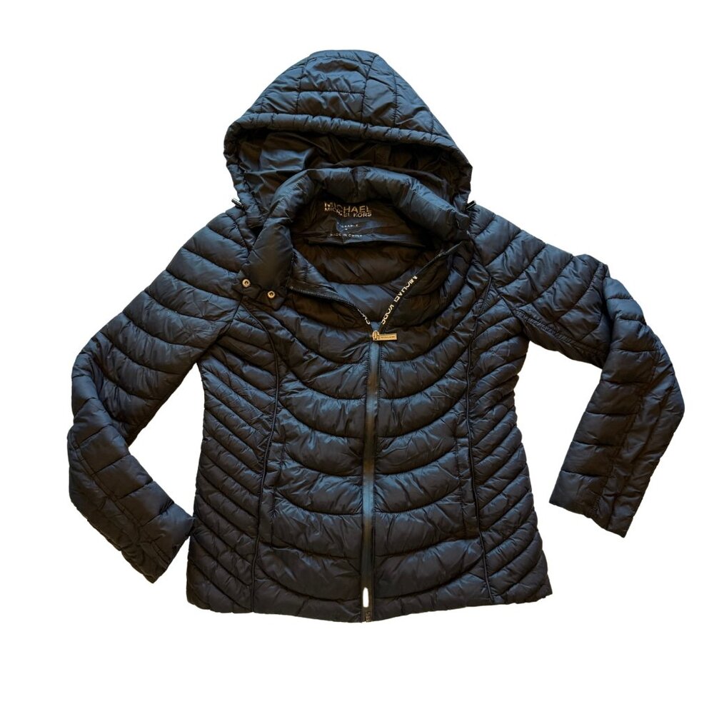 Michael Kors Packable Hooded Puffer Jacket, Black